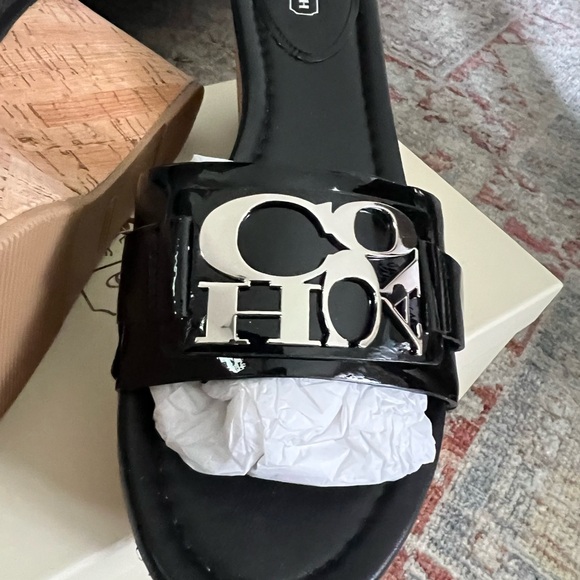 NIB Coach Jen black patent wedge - Picture 2 of 4